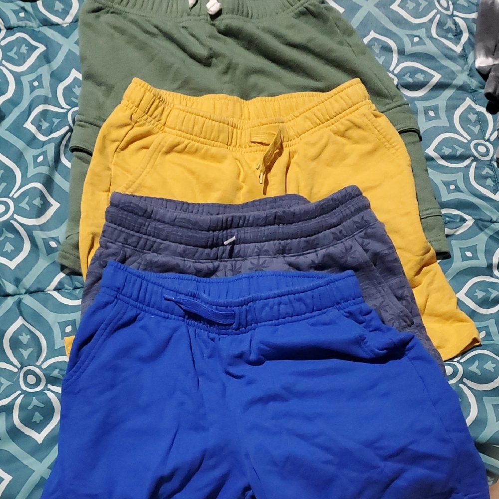 Kids Elastic-Waist Pull-On Shorts BUNDLE — Blue, Gray, Yellow, Olive